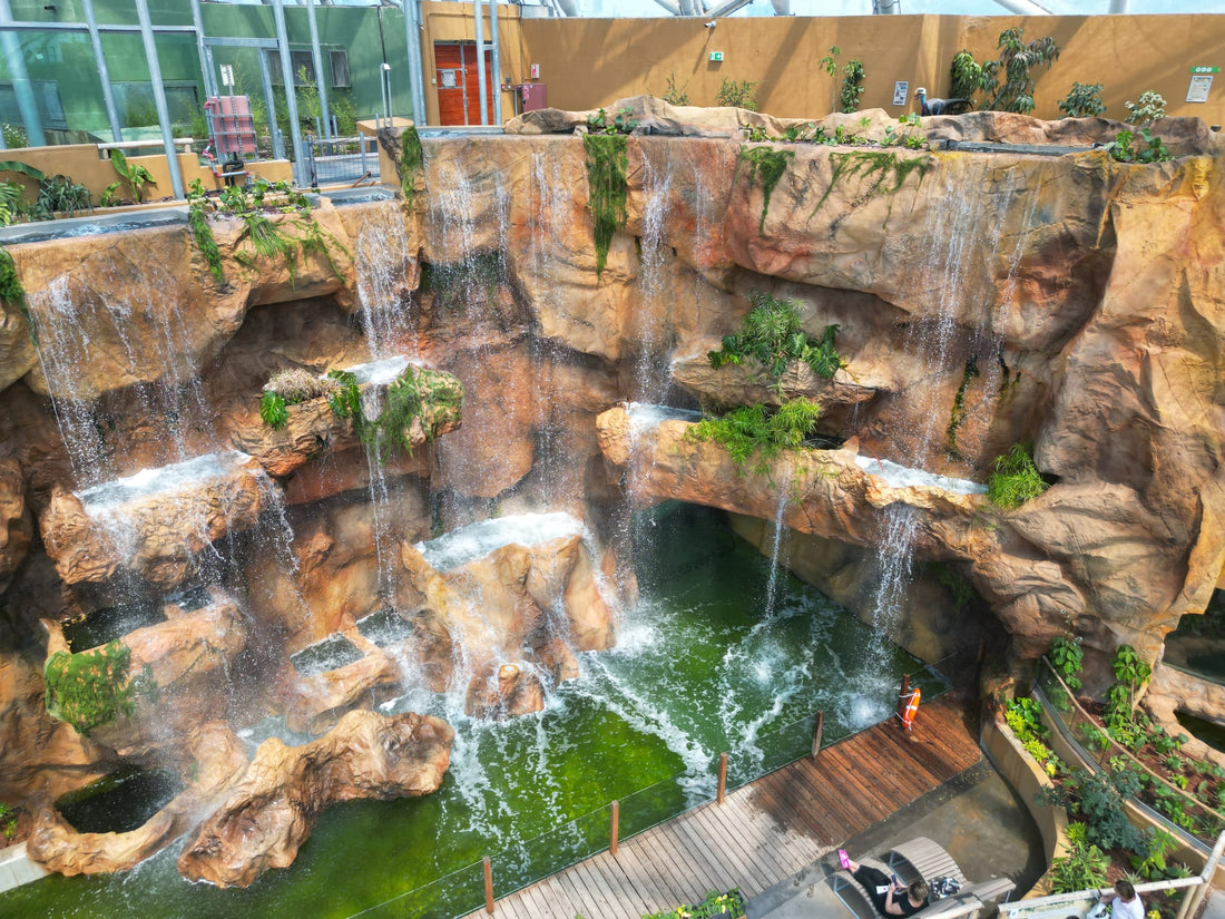 Zoo rockwork by TerraDecor: rock walls and waterfalls in the Biodome Budapest (real project)