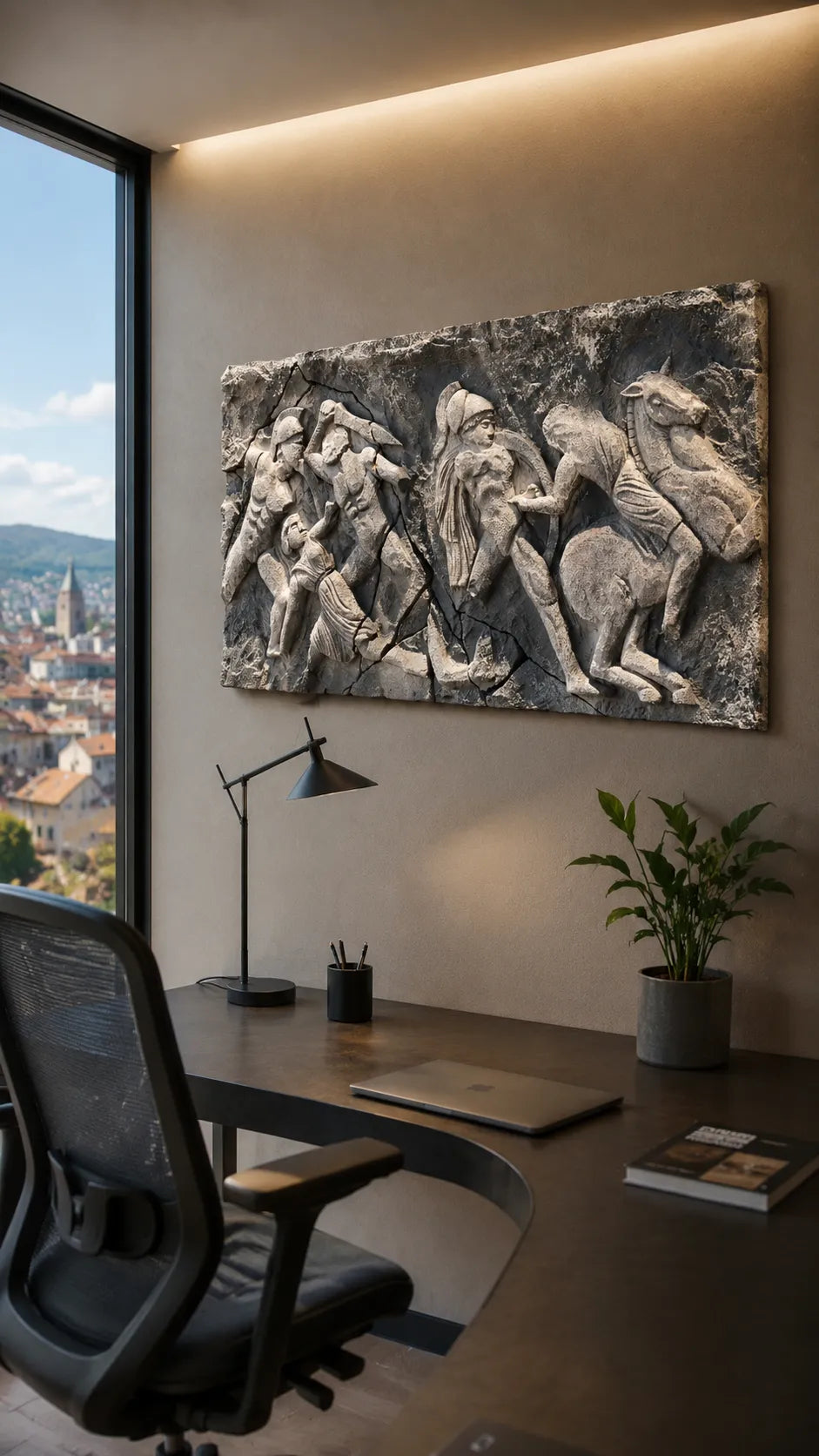 Spartan Warriors Stone Relief Wall Art