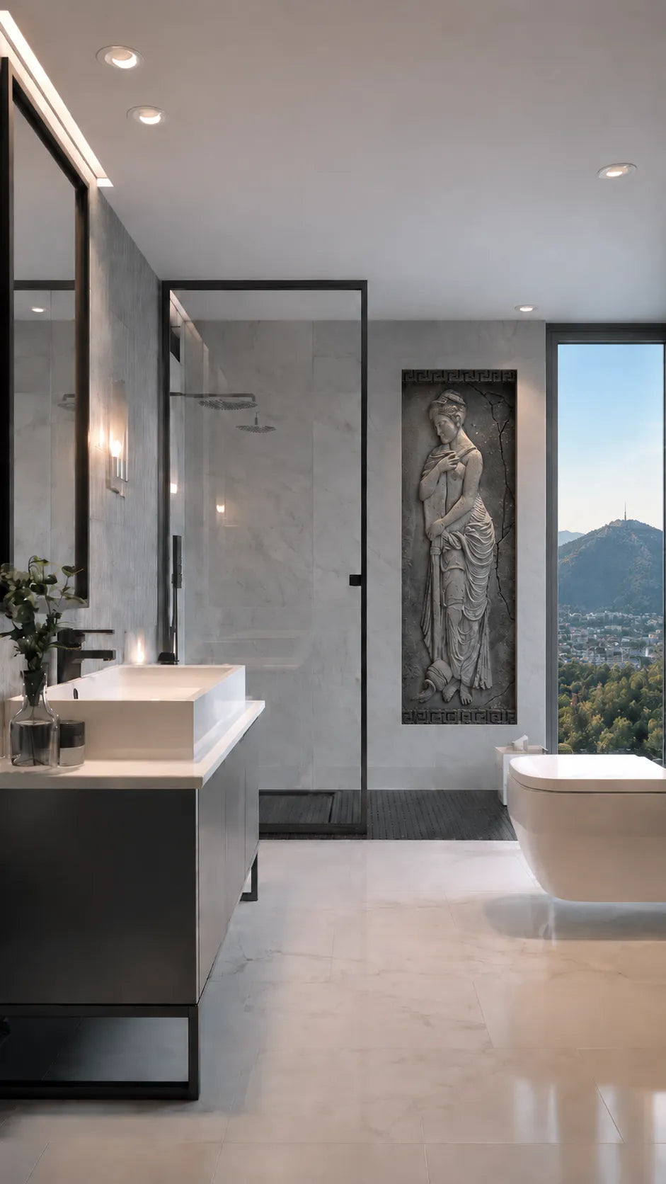 Stone Figure Relief for Shower Cabins