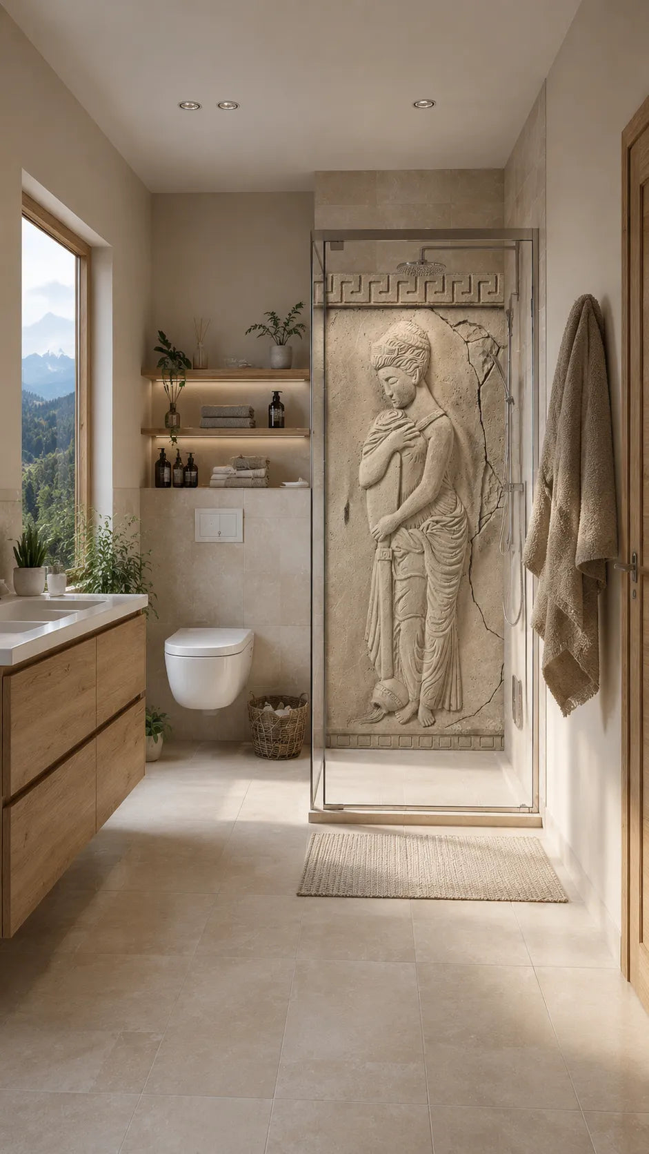 Classical Stone Relief for Shower Walls