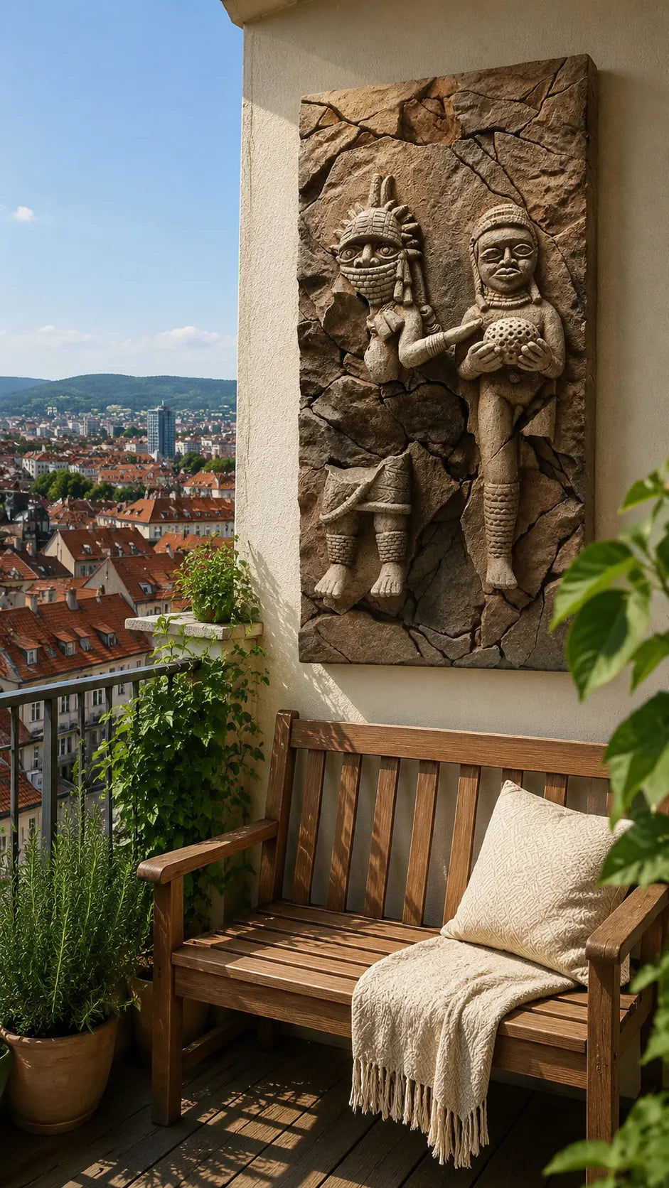 Ethnic Stone Relief Sculpture for Terrace Walls