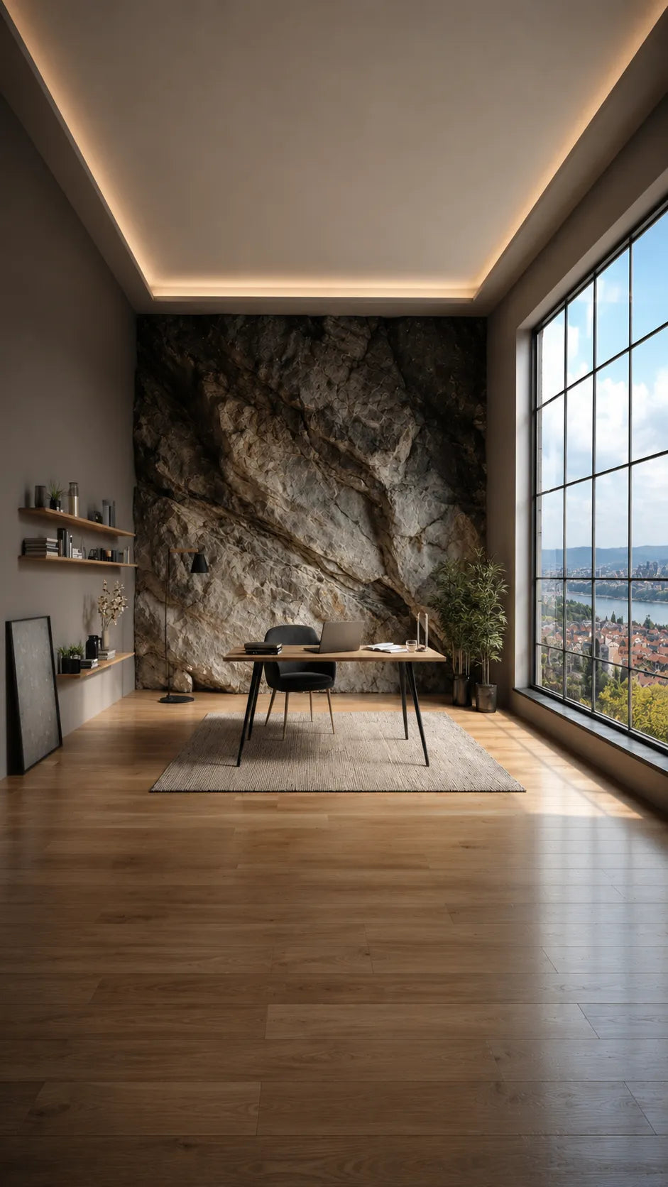 Home Office Rock Feature Wall