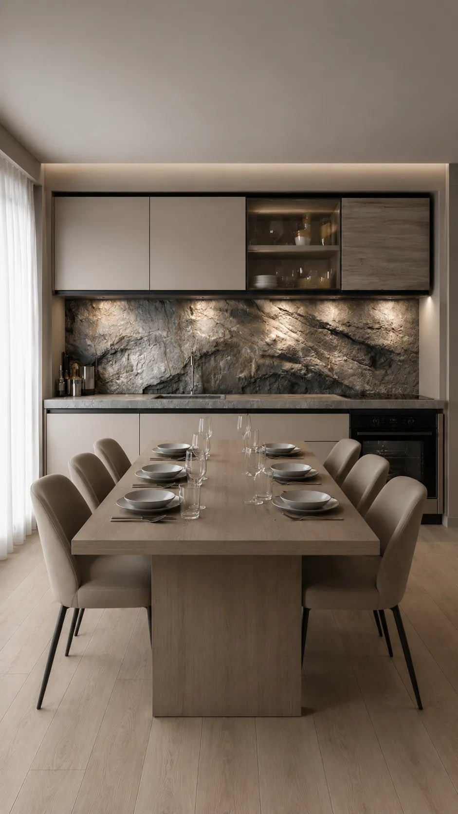 Grey Stone Kitchen Backsplash