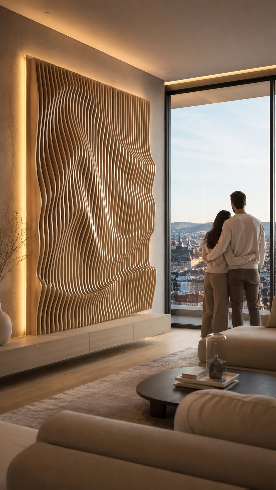 Parametric Pine Wood Wave Wall