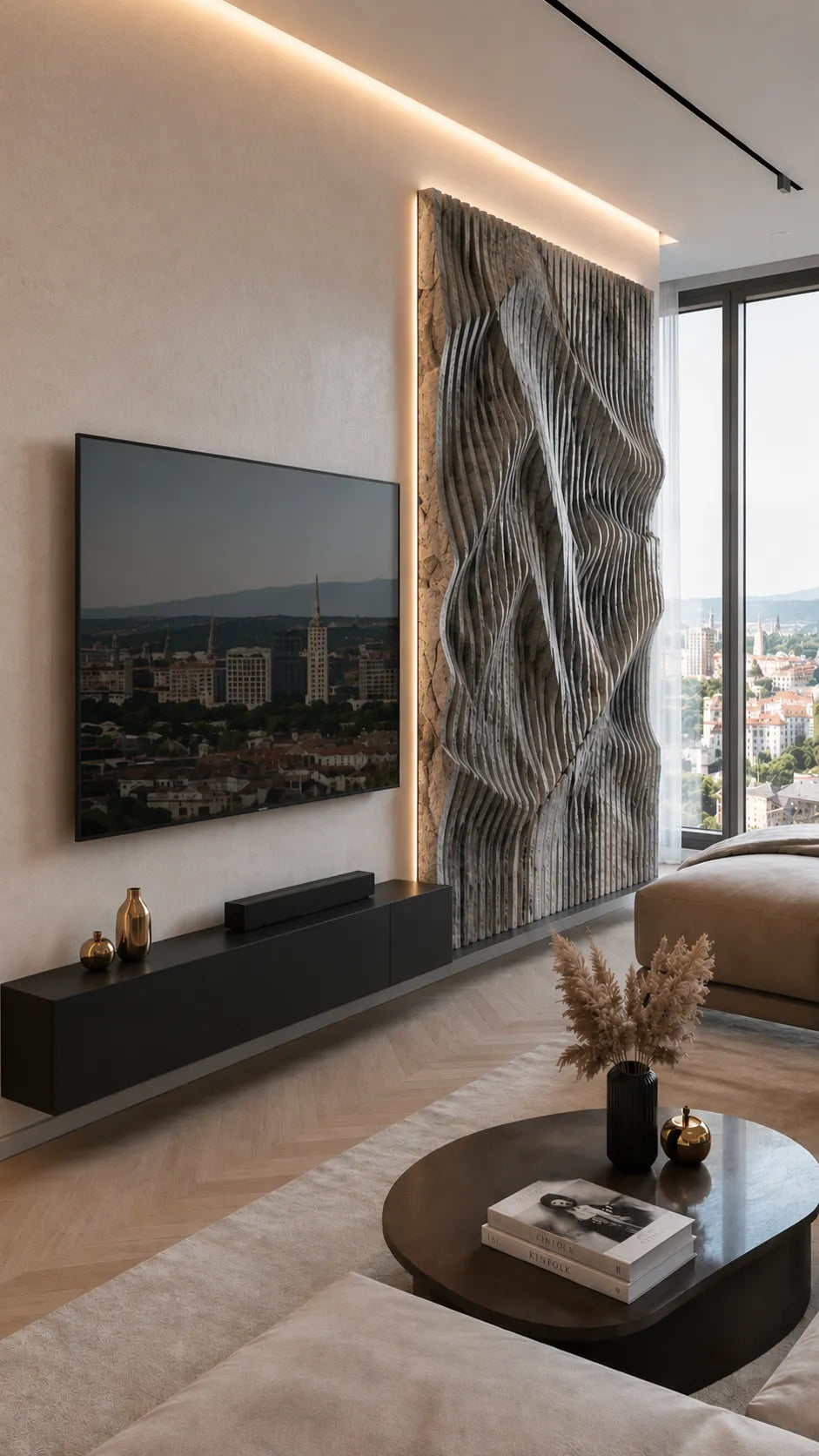 Parametric Grey Wave Wall Panel