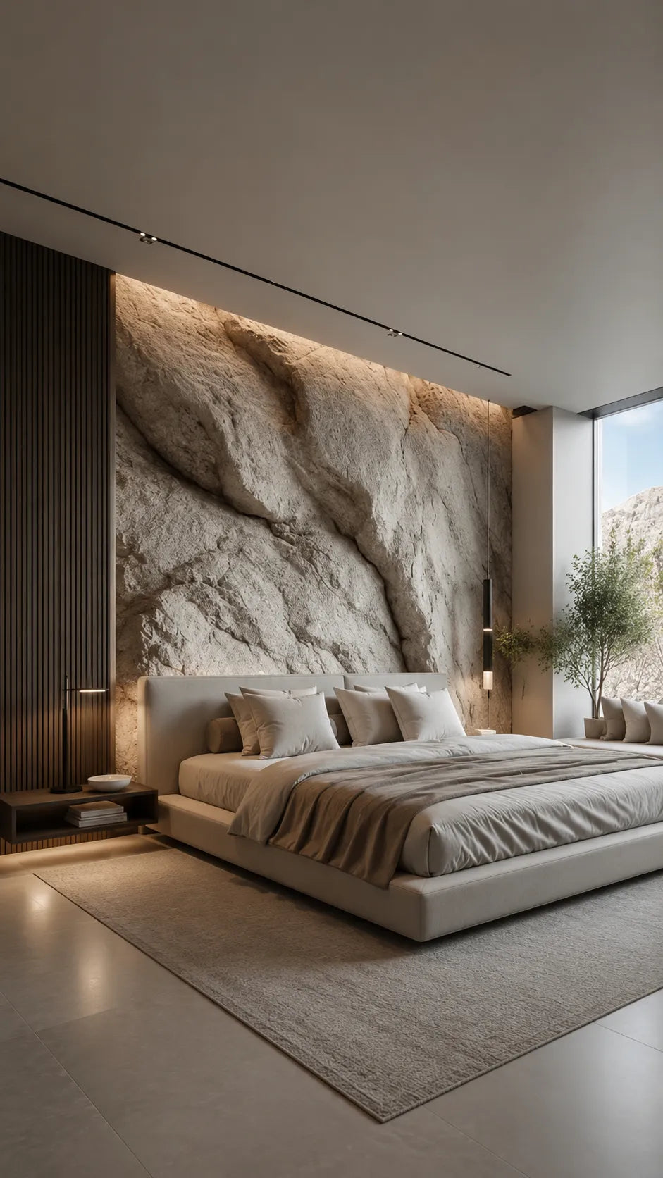 Bedroom Rock Headboard Wall