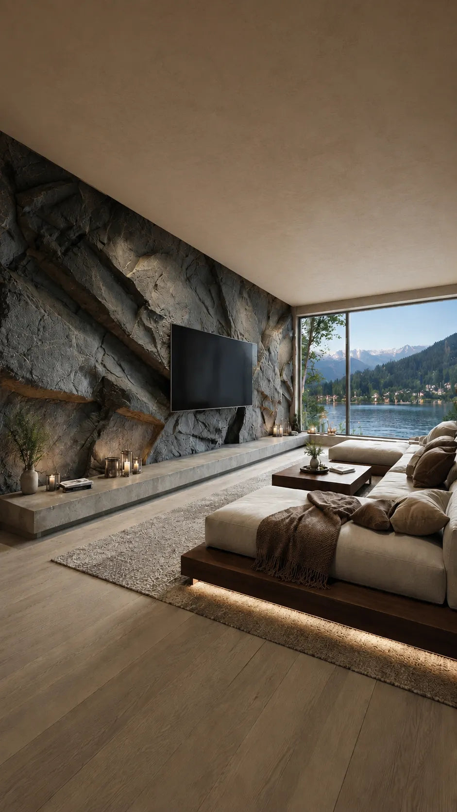 Slate Rock Living Room TV Wall