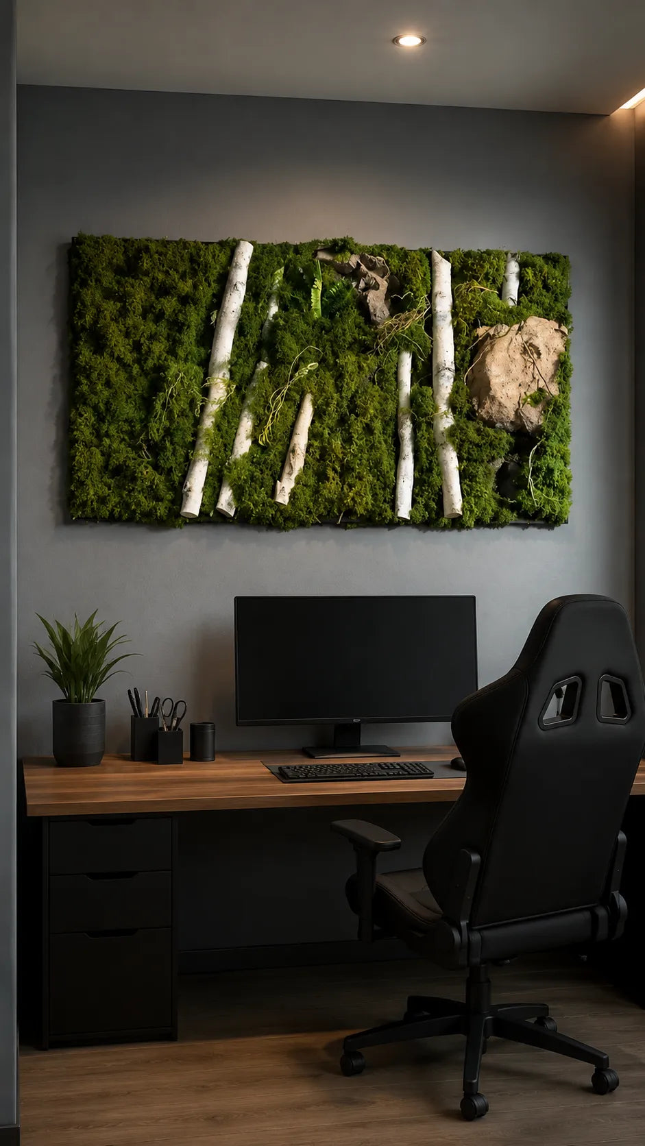 Moss and Birch Green Wall Panel