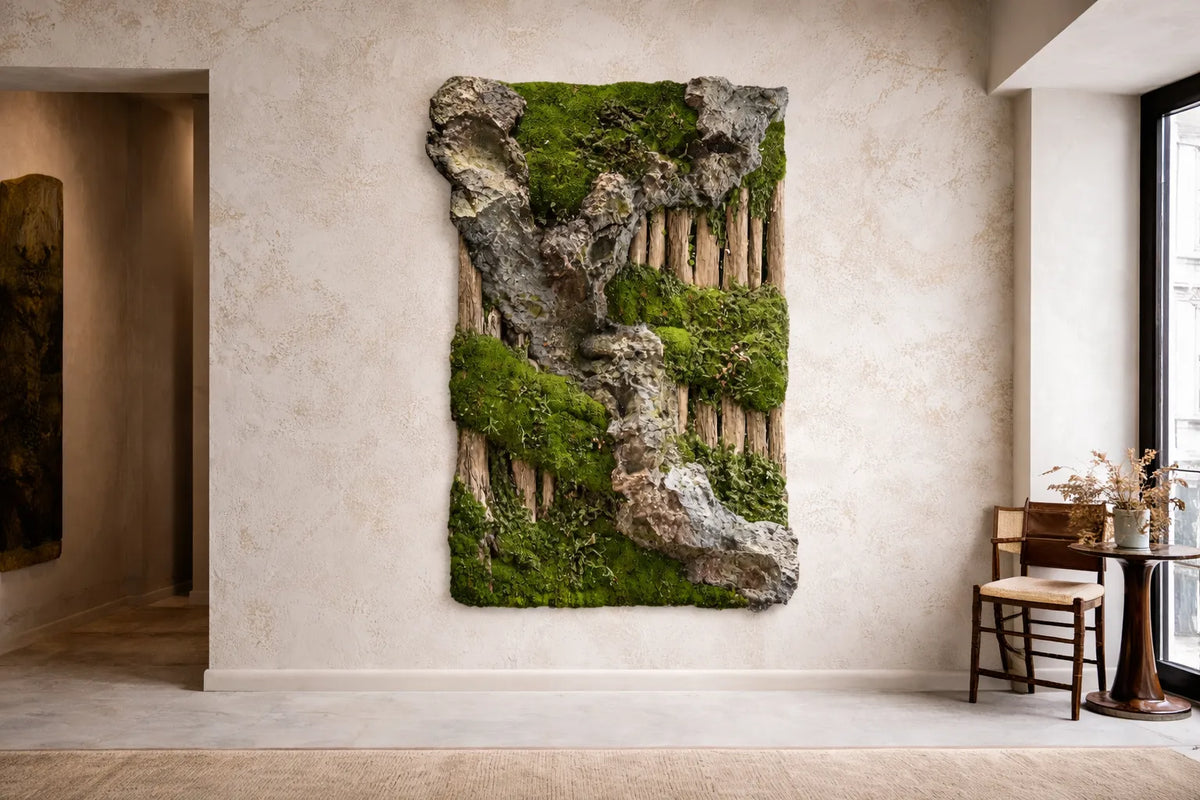 Ancient Logs Green Wall