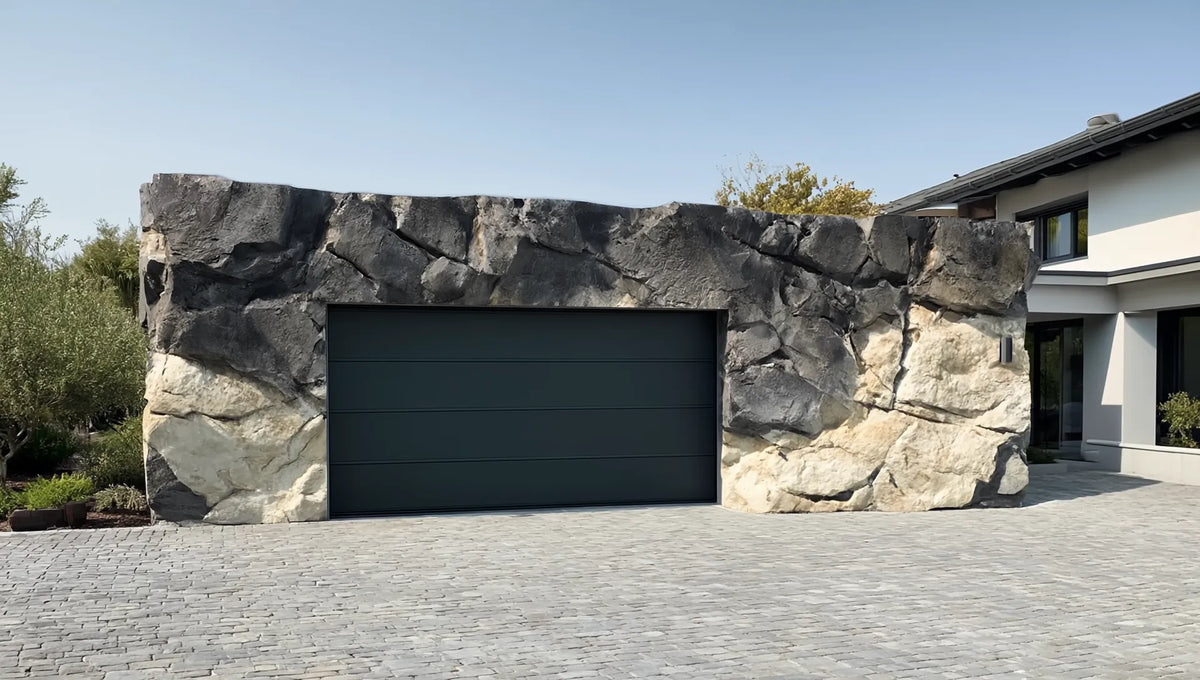 Basalt Light Rock Garage Cladding