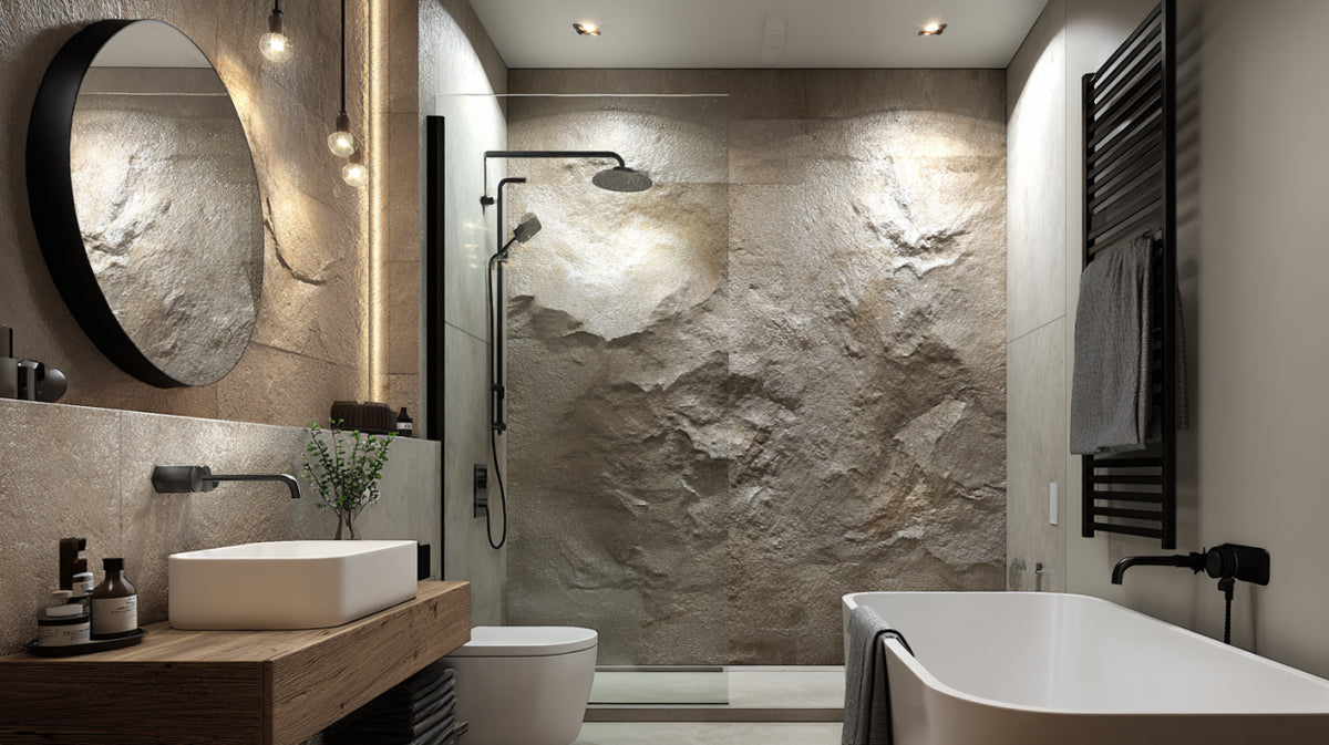 Beige Rock Shower Wall