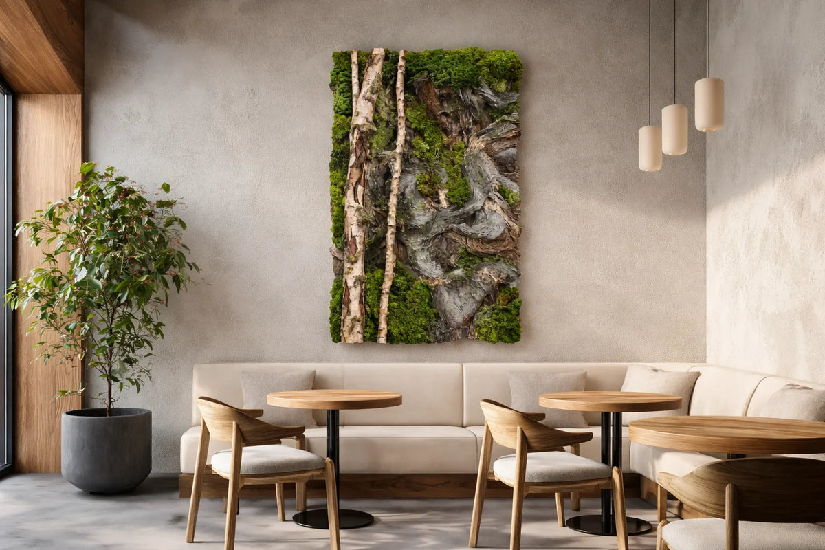 Birch Art Green Wall