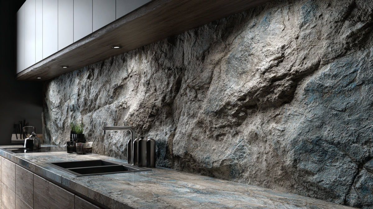 Rivestimento cucina in ardesia blu