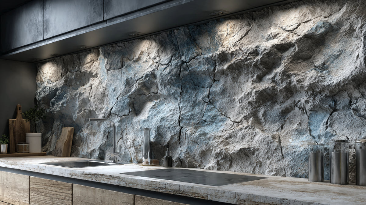 Rivestimento cucina rustico in ardesia blu