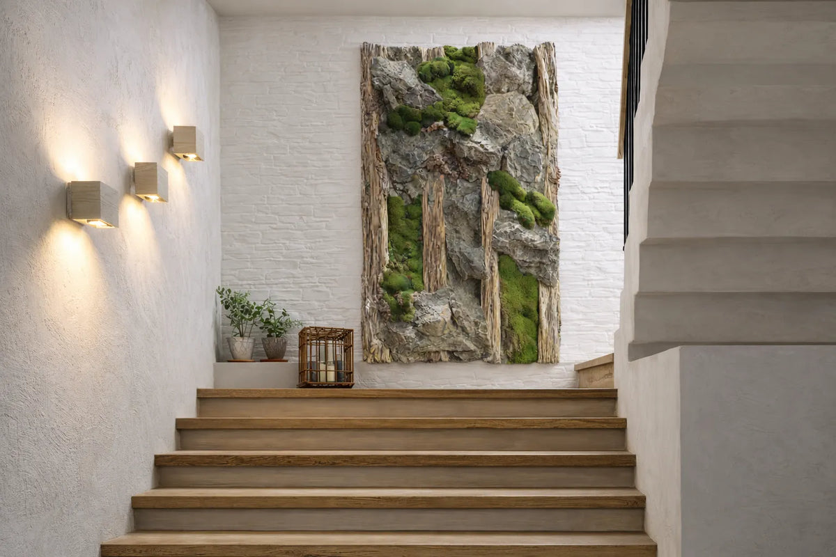 Carved Beams Green Wall