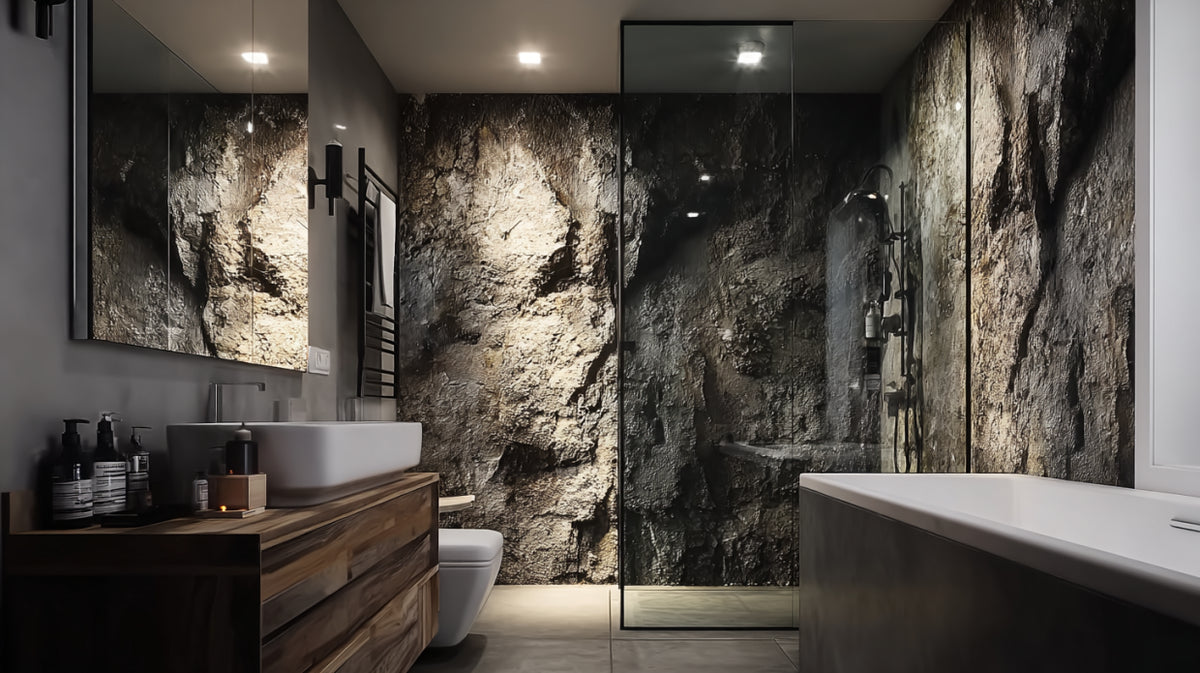 Pared de baño efecto cueva