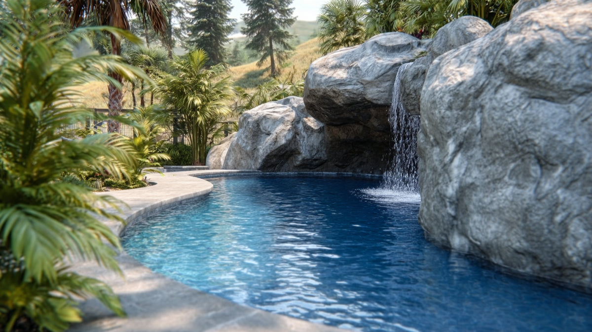 Cascata per piscina con grotta