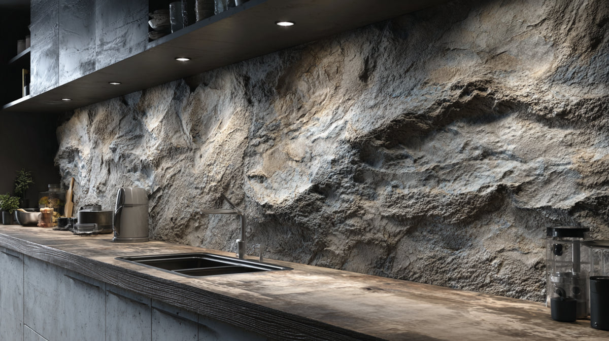 Rivestimento cucina in roccia gessosa