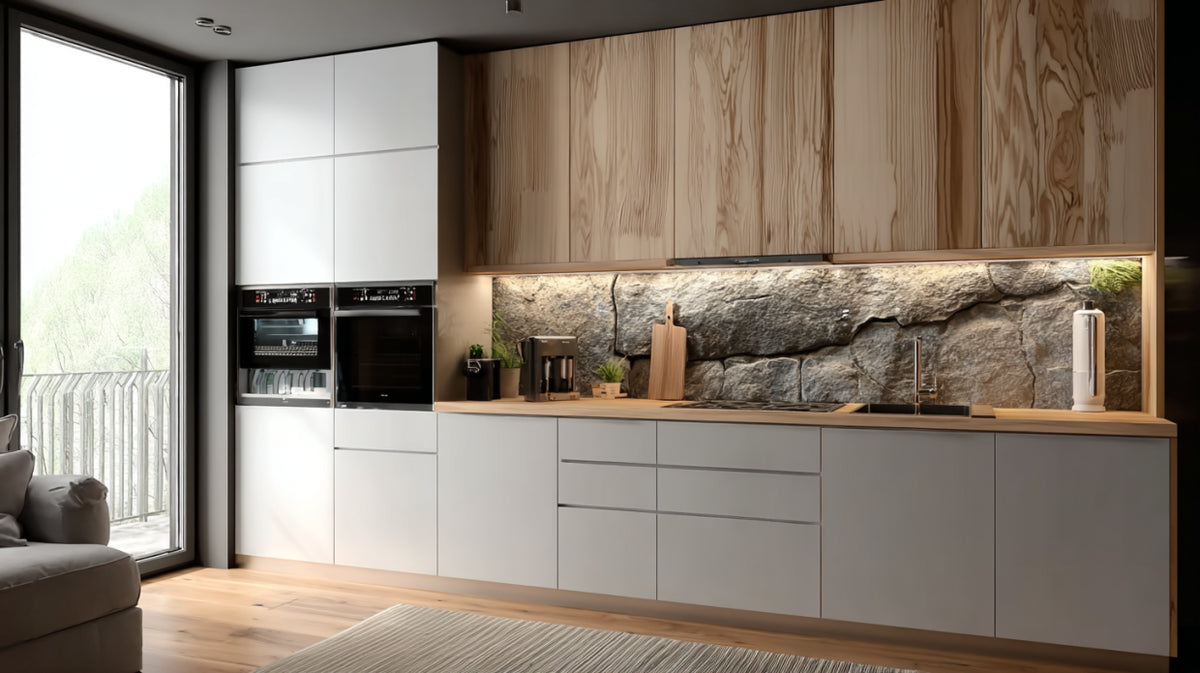 Rivestimento cucina effetto roccia screpolata