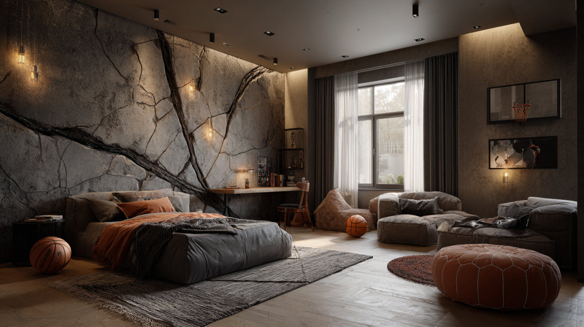 Cracked Stone Bedroom Wall