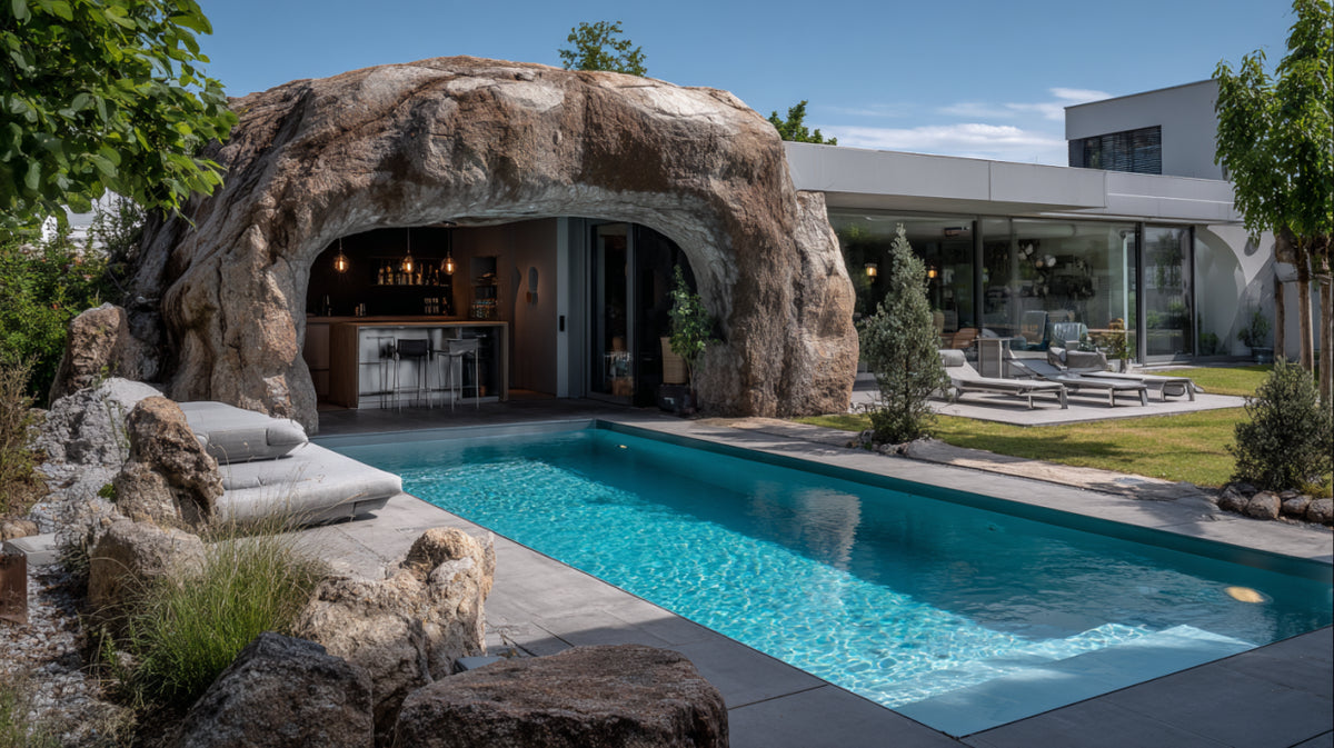 Roccia decorativa a bordo piscina