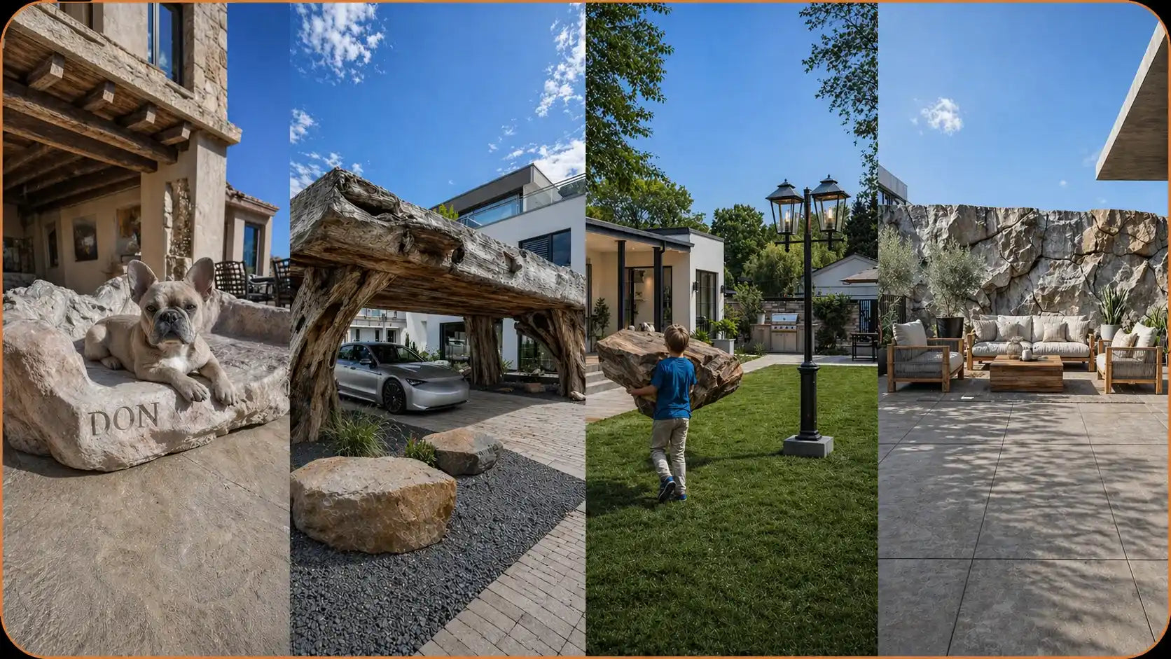 Revestimiento de fachada efecto roca TerraDecor en el exterior de una casa