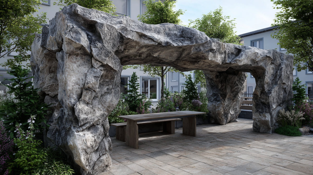 Garden Grey Rock Pergola