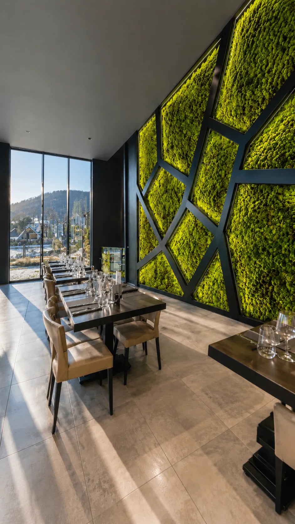 Geometric Moss Green Wall