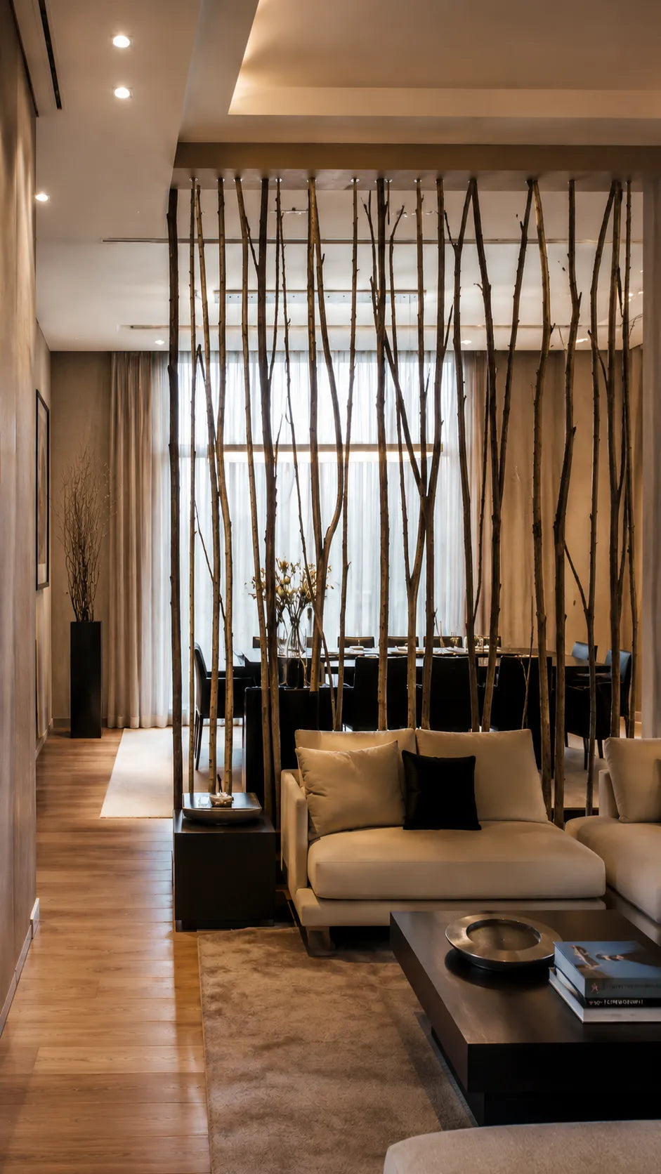 Thin Branch Wooden Room Divider