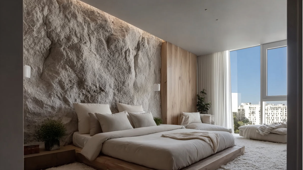 Mur de chambre en grès clair