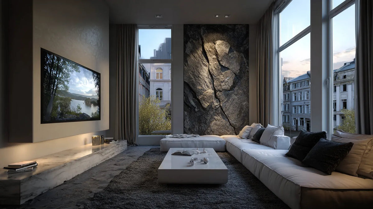 Mur de roche éclatée massive