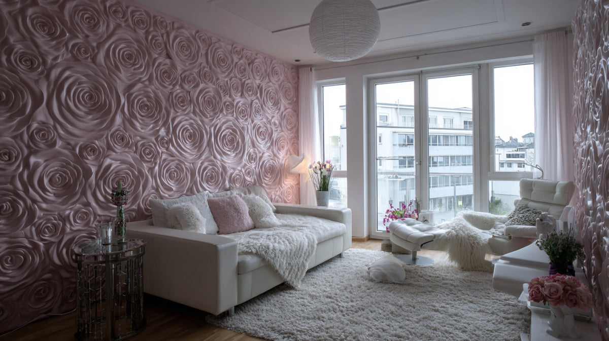 Mur de chambre aux roses roses