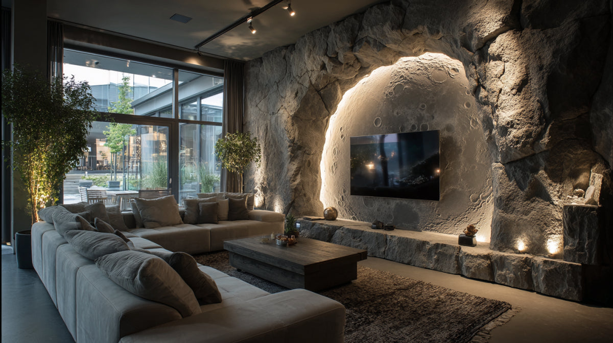 Mur TV Porte lunaire rocheuse