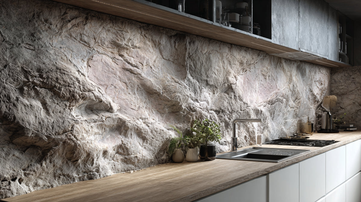 Rivestimento cucina in quarzo rosa