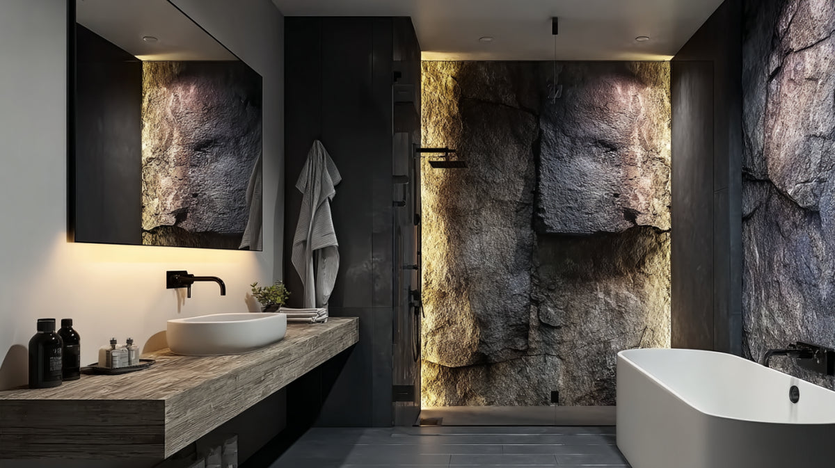 Rugged Rock Bathroom Wall
