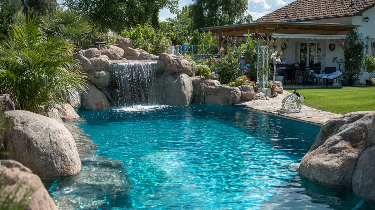 Cascata in pietra per piscina