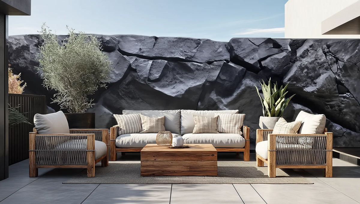Mur de jardin en pierre volcanique