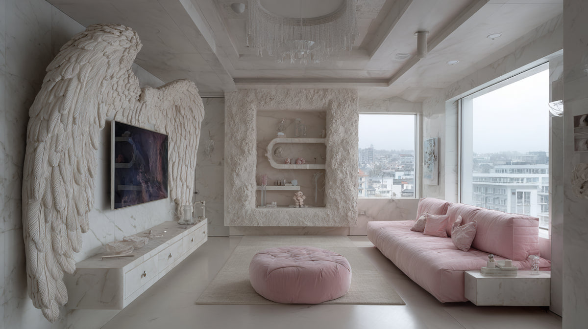 Mur TV Ailes d'ange blanches