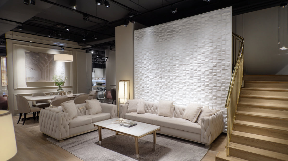Mur en petites briques blanches