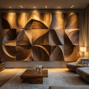 Abstract Wood Wave Wall