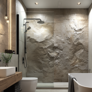 Beige Rock Shower Wall
