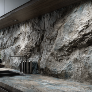 Blue Slate Kitchen Backsplash Wall