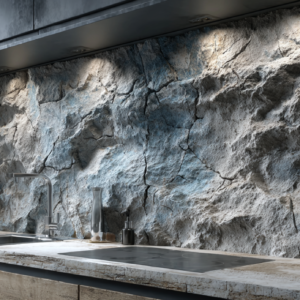 Blue Slate Rugged Kitchen Backsplash Wall