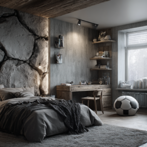Concrete Football Bedroom Wall