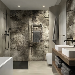 Cool Gray Stone Bathroom Wall