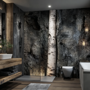 Dark Birch Shower Wall