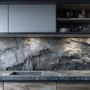 Dark Slate Kitchen Backsplash Wall