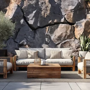 Fractured Stone Garden Wall