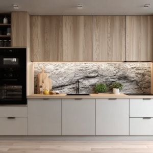 Gray Basalt Rock Kitchen Backsplash Wall