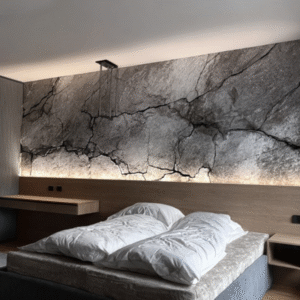 Gray Cracked Rock Bedroom Wall